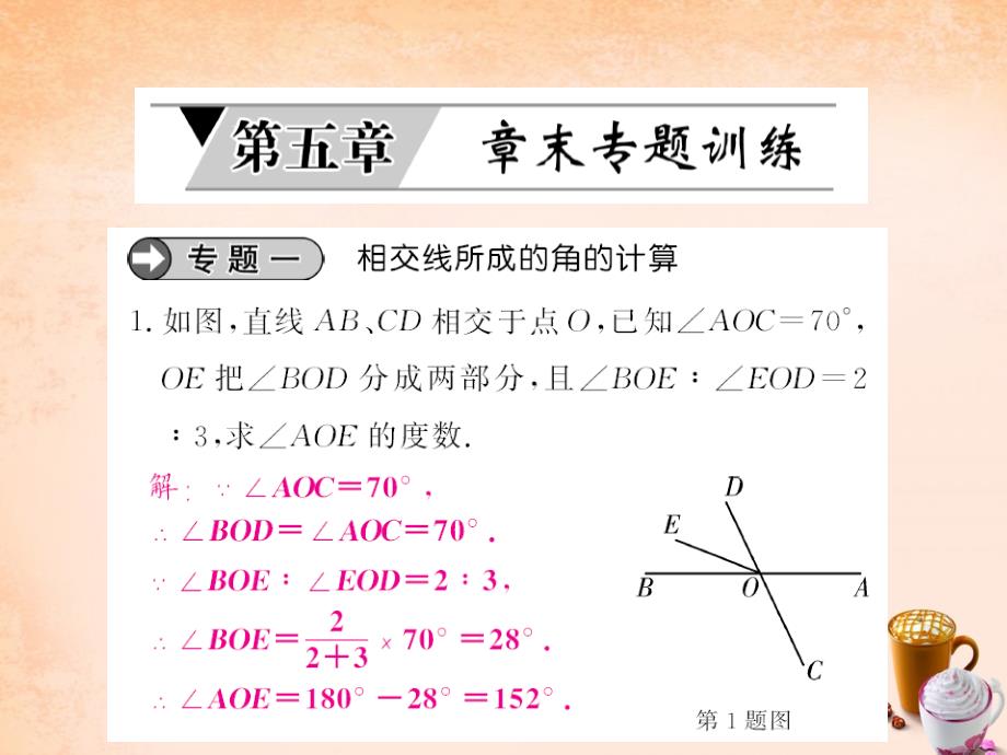 2018春七年级数学下册 第五章 相交线与平行线章末专题训练课件 （新版）新人教版_第1页