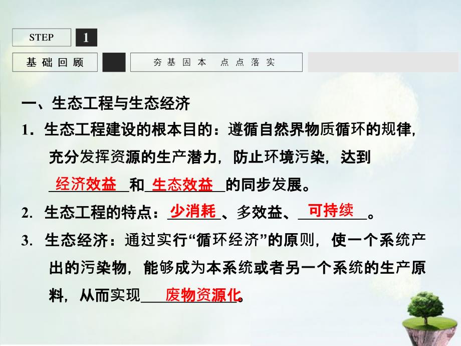 2018届高考生物一轮复习 现代生物科技专题 基础课时案47 生态工程课件 新人教版选修3_第3页