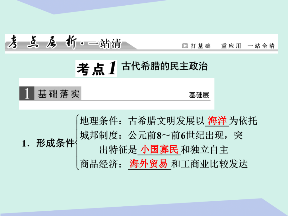 2018届高考历史一轮复习 第二单元 西方的政治制度 第3讲 古代希腊罗马的政治制度课件_第3页