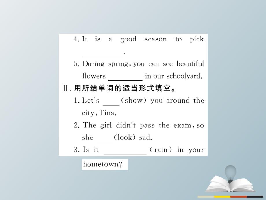 2018春七年级英语下册 unit 6 seasons lesson 36 spring in china习题课件 （新版）冀教版_第3页