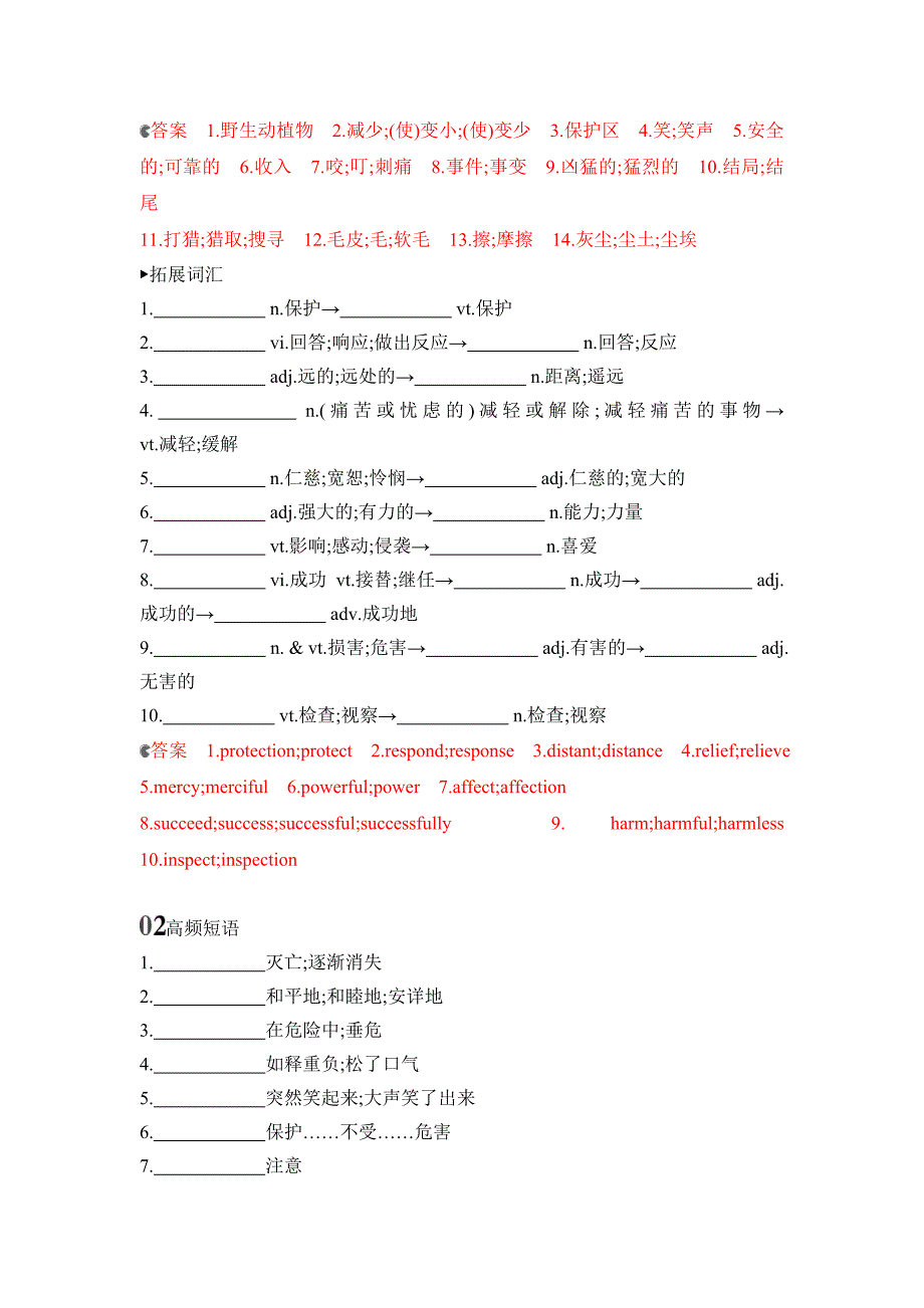 2020山西高考英语大一轮复习检测：9_book 2 unit 4 wildlife protection 词汇积累 word版含答案_第2页