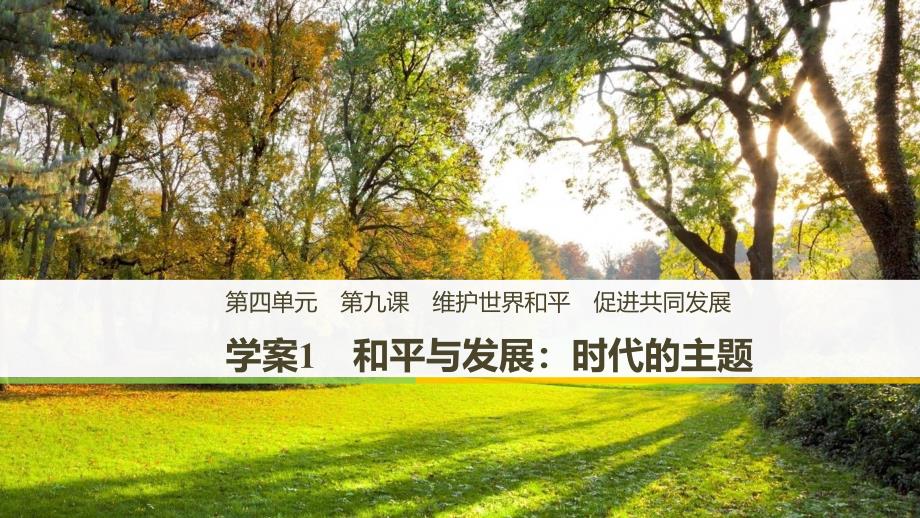 2018-2019学年政治新导学江苏专用版必修二课件：第四单元 当代国际社会 第九课 学案1 _第1页