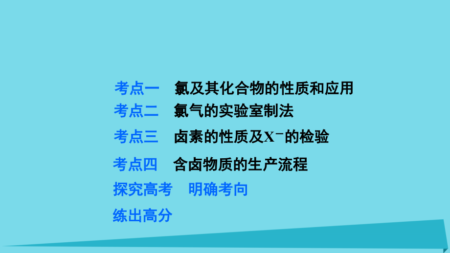 北京师范大学宁江附中2018届高考化学 第四章 非金属及其化合物 第2讲 富集在海水中的元素 卤素复习课件_第3页