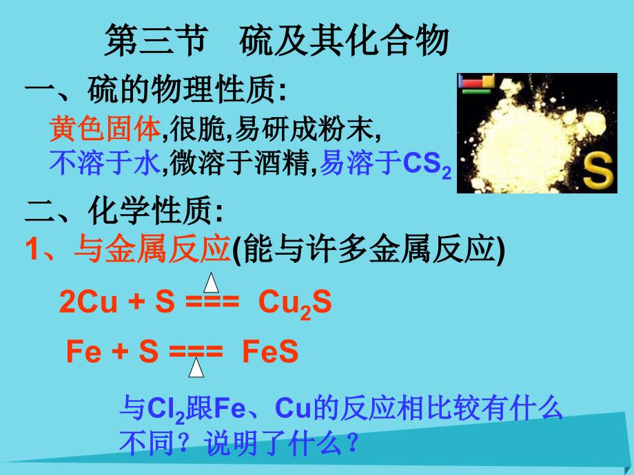 高中化学 第三节 硫和氮的氧化物 硫及其化合物（第1课时）课件 新人教版必修1_第3页