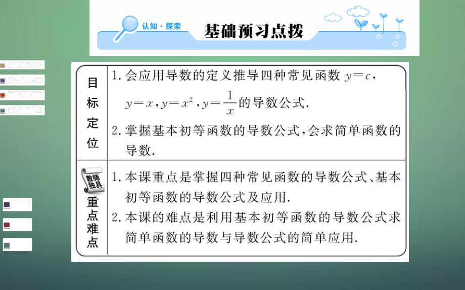 2018年高中数学 3.2第1课时 几个常用函数的导数与基本初等函数的导数公式课件 新人教a版选修1-1_第2页