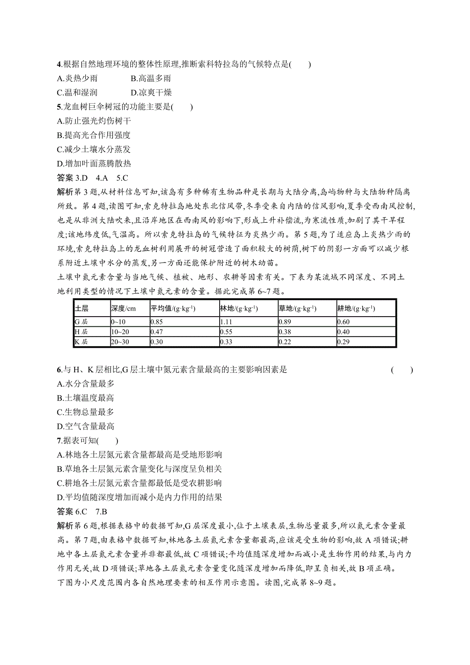 2020版广西地理人教版一轮考点规范练14自然地理环境的整体性 word版含解析_第2页