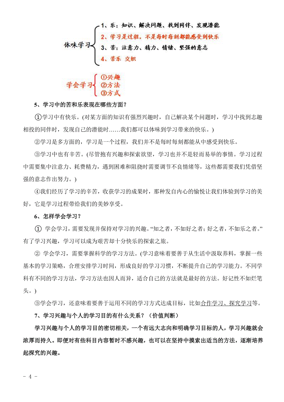 2018-2019学年人教版七年级上册政 治复习提纲_第4页