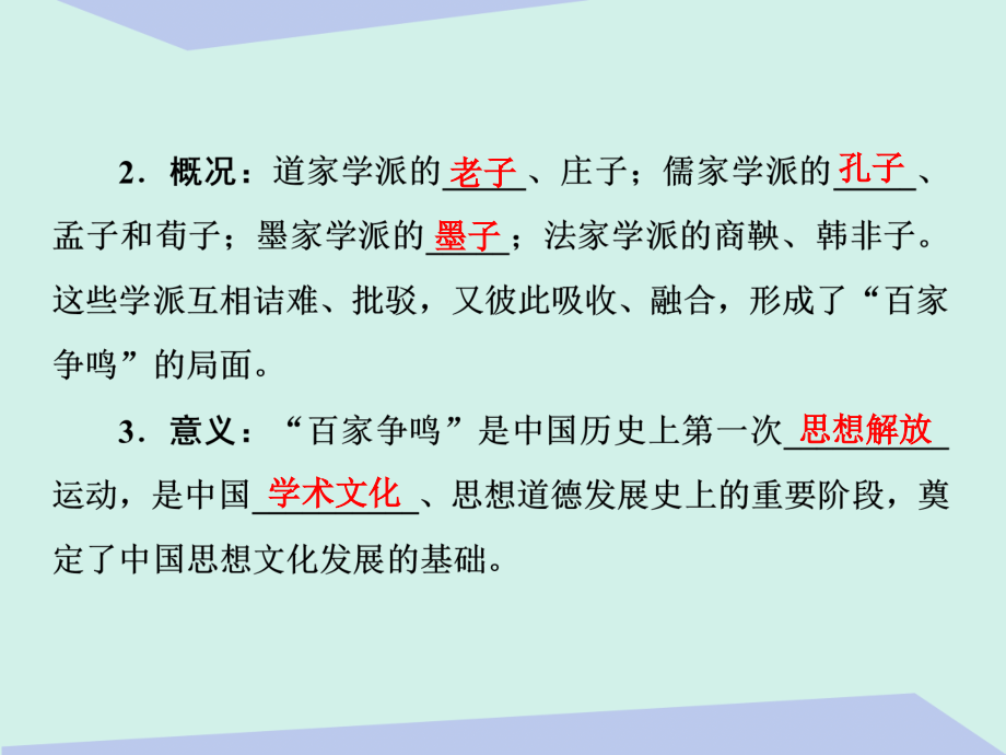 2018届高考历史一轮复习 第十一单元 中国古代的思想 第25讲 从“百家争鸣”到“罢黜百家，独尊儒术”课件_第4页