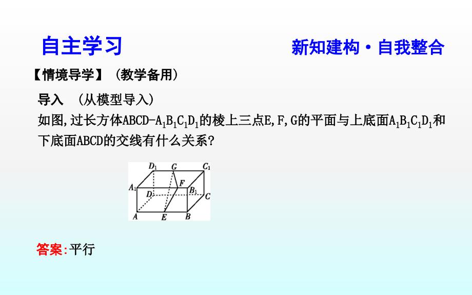 2018-2019学年度高中数学人教a版必修二课件：2.2.4　平面与平面平行的性质 _第3页