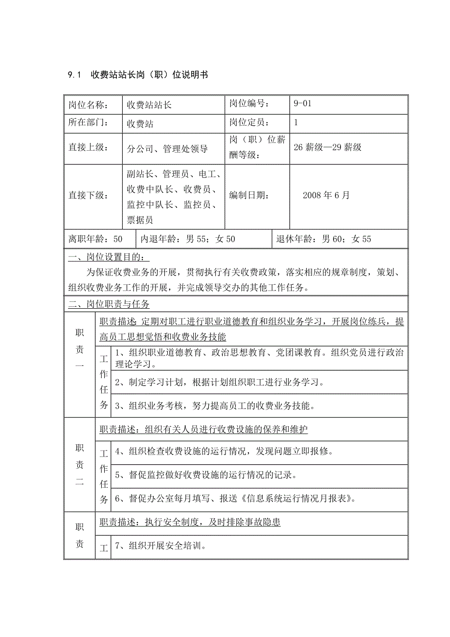 收费站岗位说明书_第1页