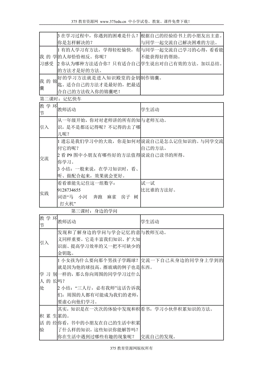 小学三年级下册教科版品德与社会全册教案及教学计划【精】_第3页