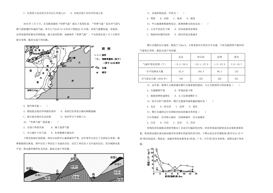 【100所名校】天津市七校2018-2019学年（静海一中、宝坻一中、等）高三上学期期末考试地理试卷 word版含解析_第2页