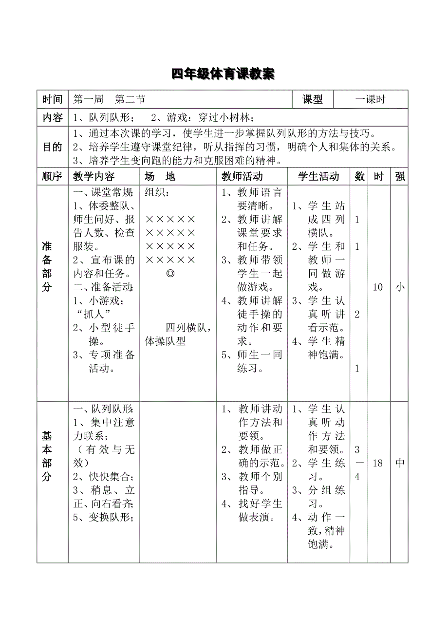 小学四年级体育与健康上册教案_第4页