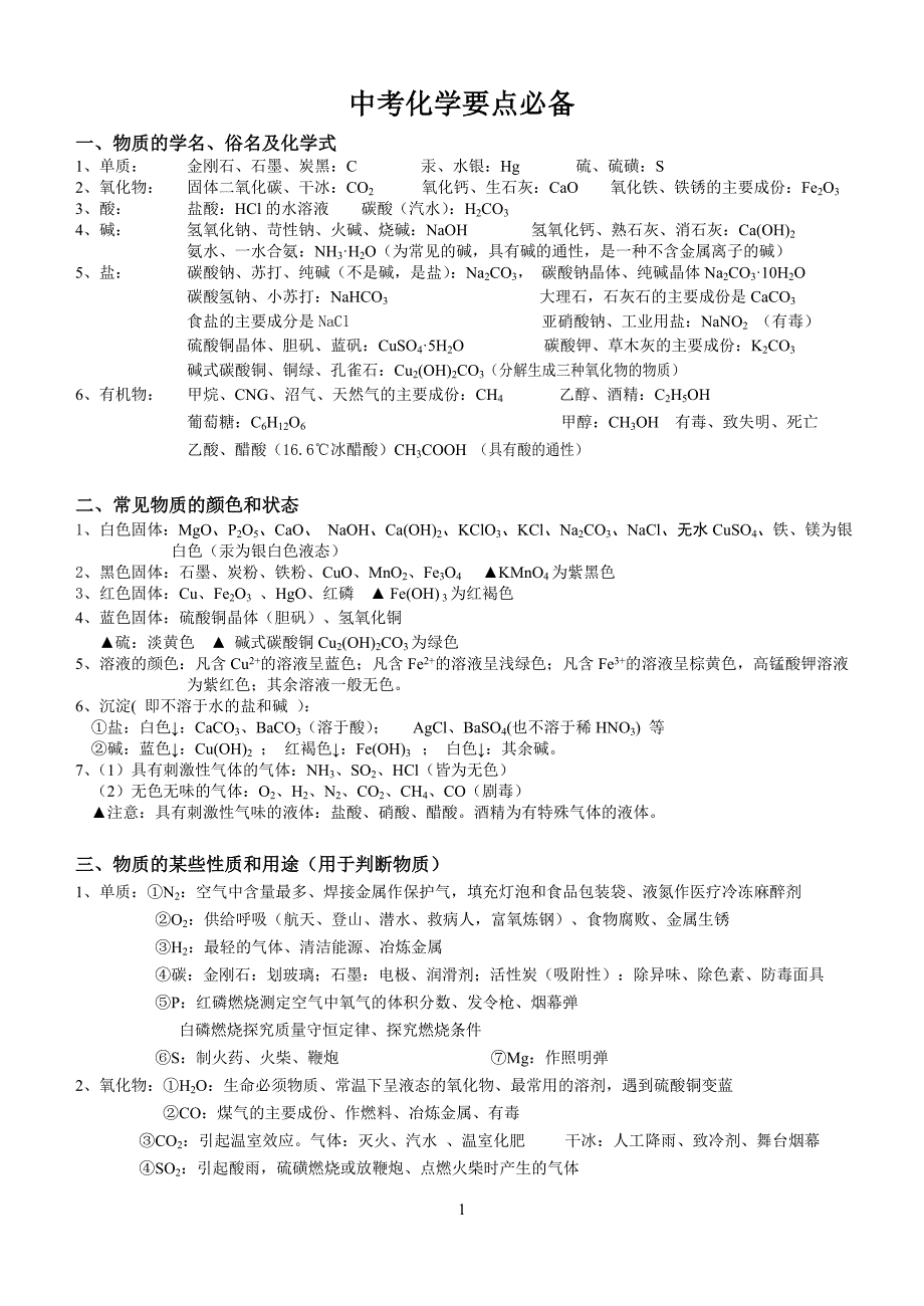 初中化学物质俗名、颜色、用途62437_第1页