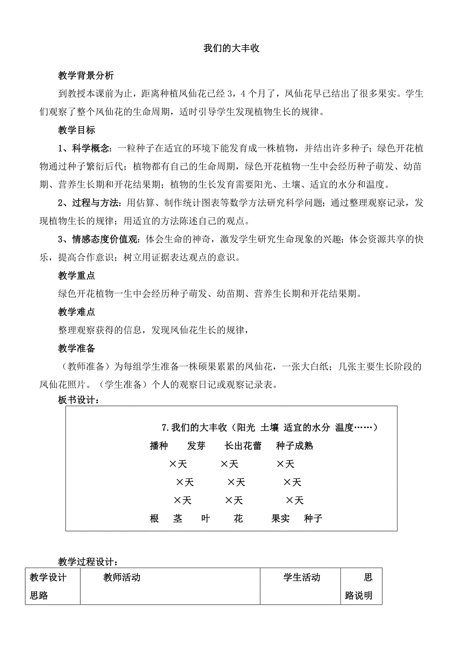 三年级科学下册课件1-7《我们的大丰收》参考教案2_第1页