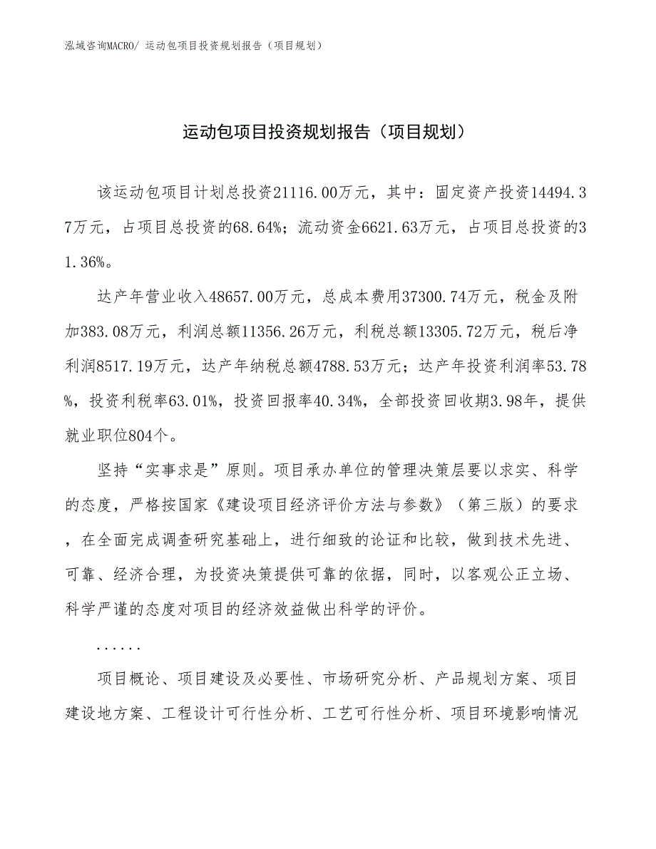 运动包项目投资规划报告（项目规划）_第1页