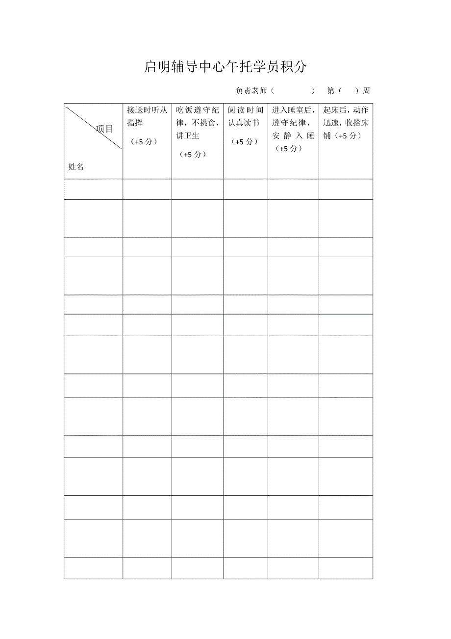 午托积分表_第1页