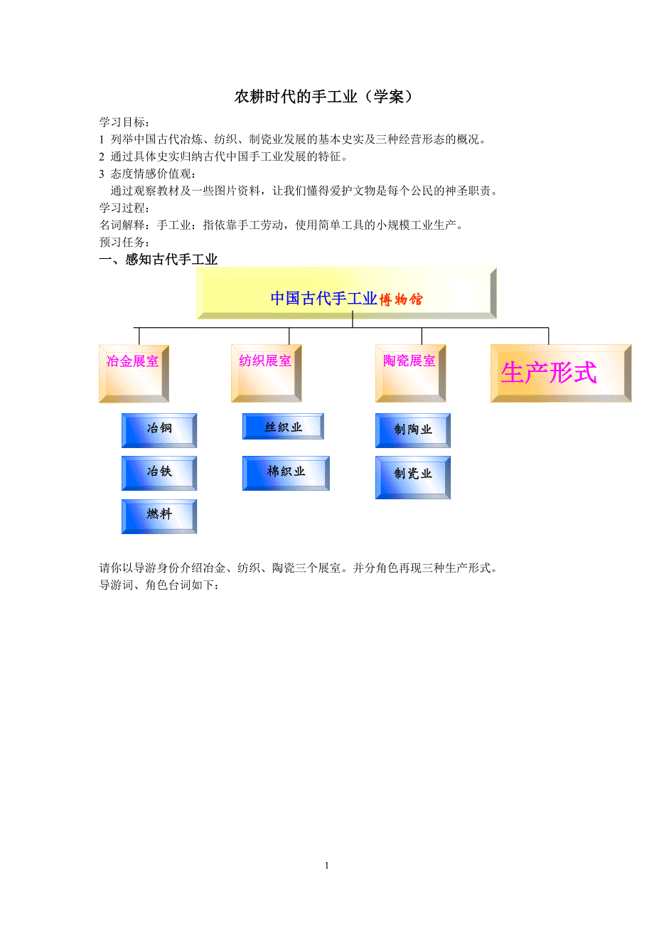 农耕时代的手工业   教学设计_第1页