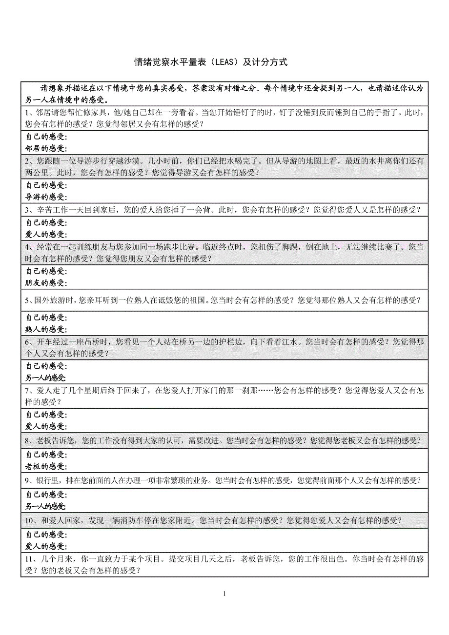 情绪觉察水平量表_第1页