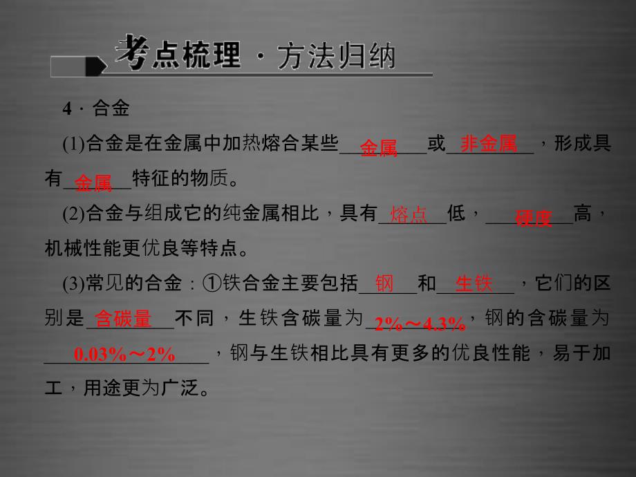 辽宁省2018中考化学考点聚焦 第14讲 金属材料、金属的化学性质课件_第3页