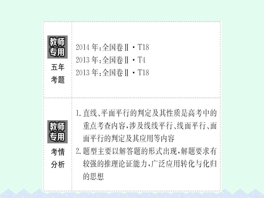 （全国版）2018版高考数学一轮复习 第七章 立体几何 7.4 直线、平面平行的判定及其性质课件(理)_第3页