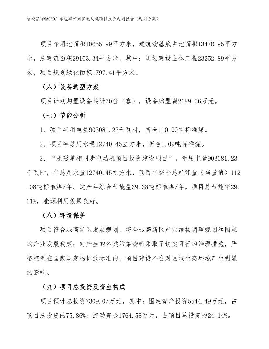 永磁单相同步电动机项目投资规划报告（规划方案）_第5页