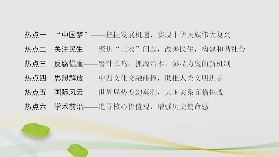 （通用版）2018届高三历史二轮复习 第2部分 专项2 热点1“中国梦”课件_第3页