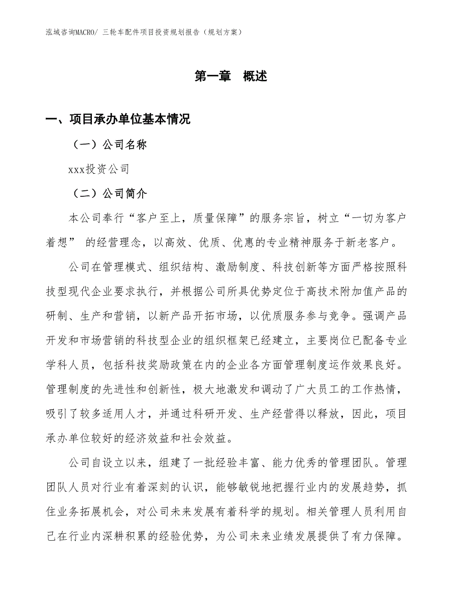 三轮车配件项目投资规划报告（规划方案）_第2页