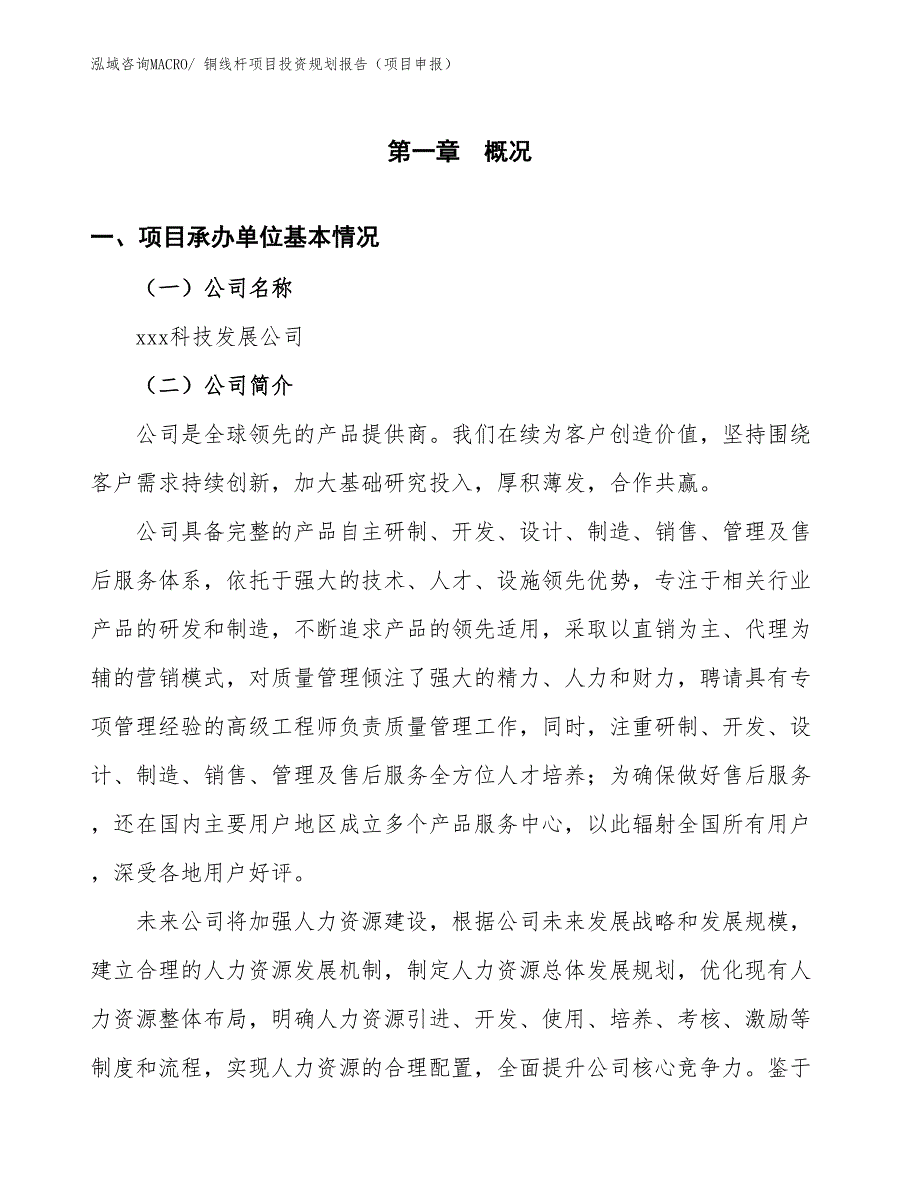 铜线杆项目投资规划报告（项目申报）_第3页