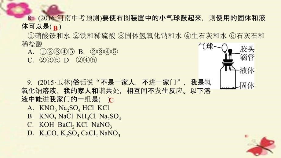 河南省2018中考化学 第18讲 常见的酸和碱（练）课件_第5页