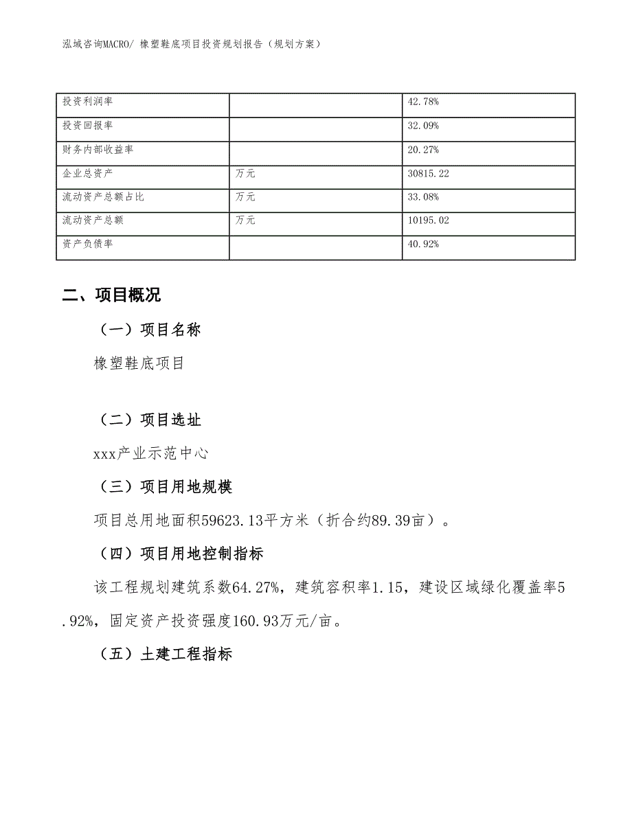 橡塑鞋底项目投资规划报告（规划方案）_第4页