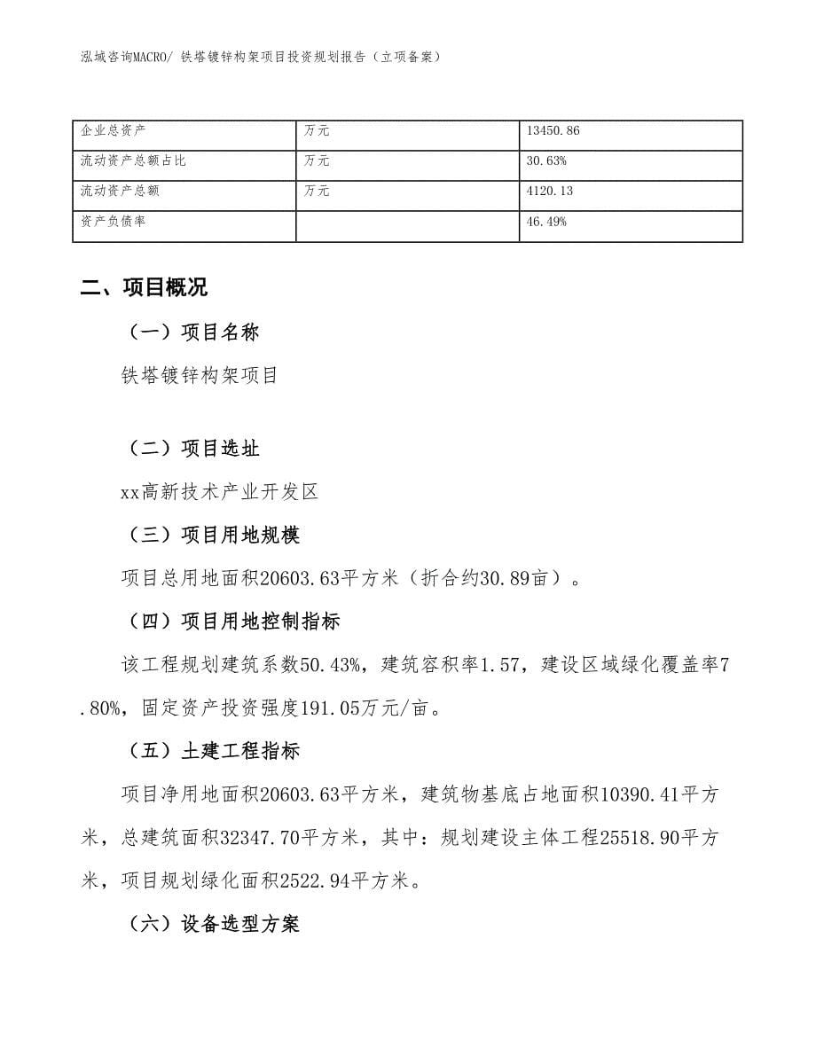 铁塔镀锌构架项目投资规划报告（立项备案）_第5页