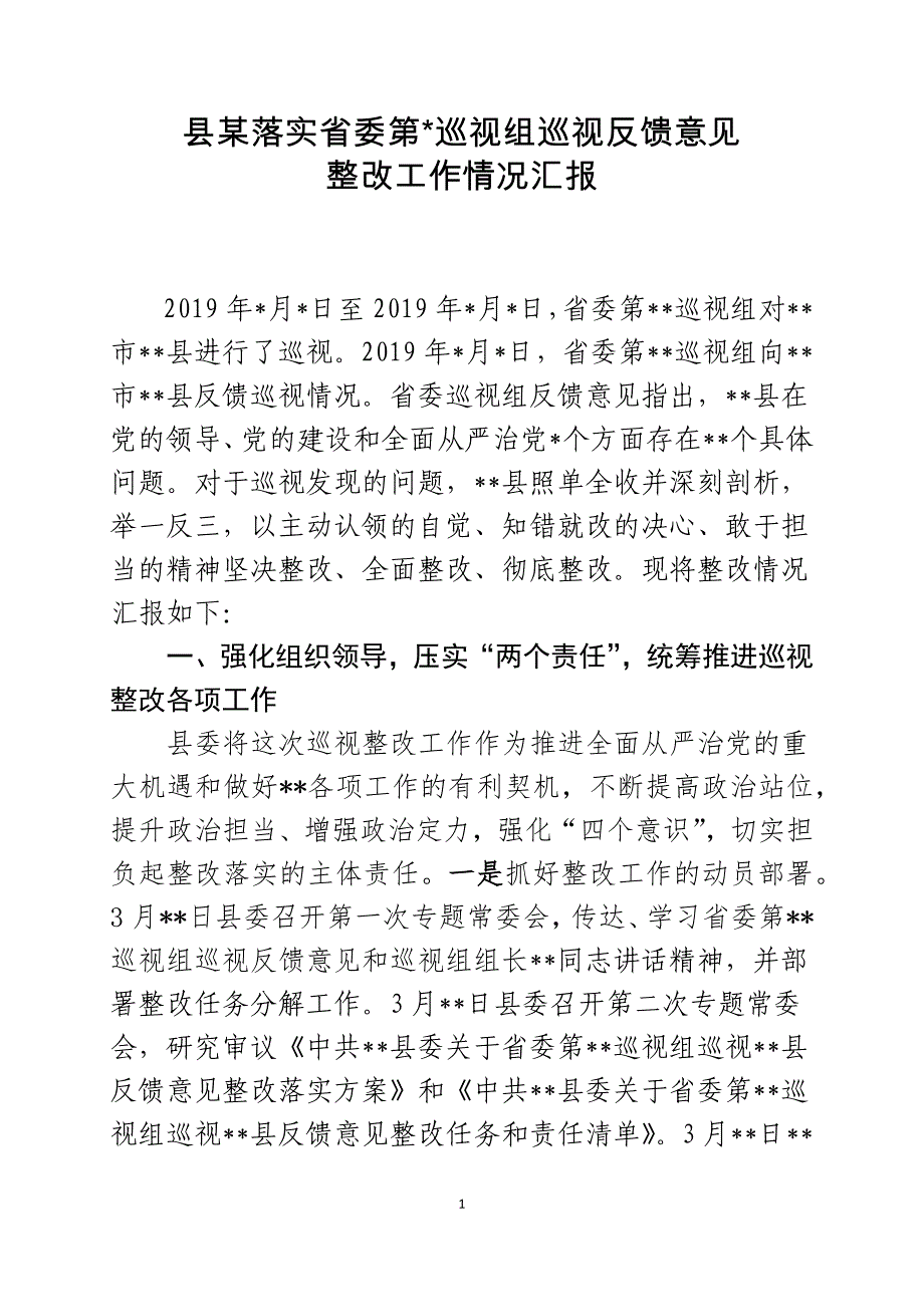 某县巡视整改汇报_第1页