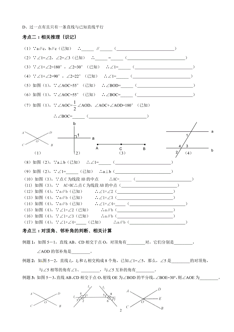 _相交线与平行线_知识点+考点+典型例题_第2页