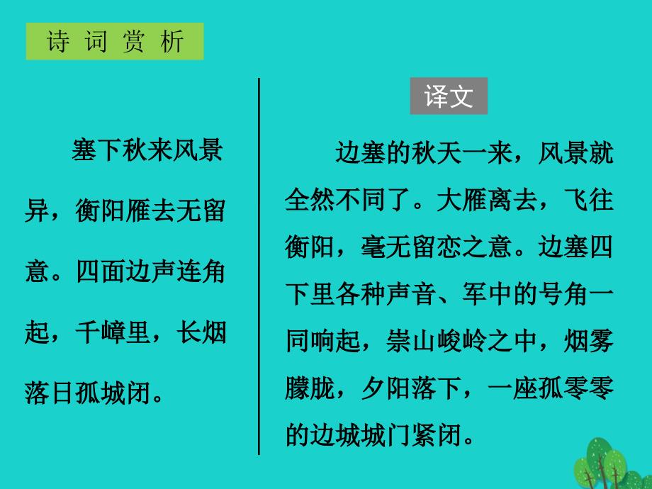 广东省2018中考语文古诗文必考+必练 第三部分 九上 渔家傲秋思课件_第3页