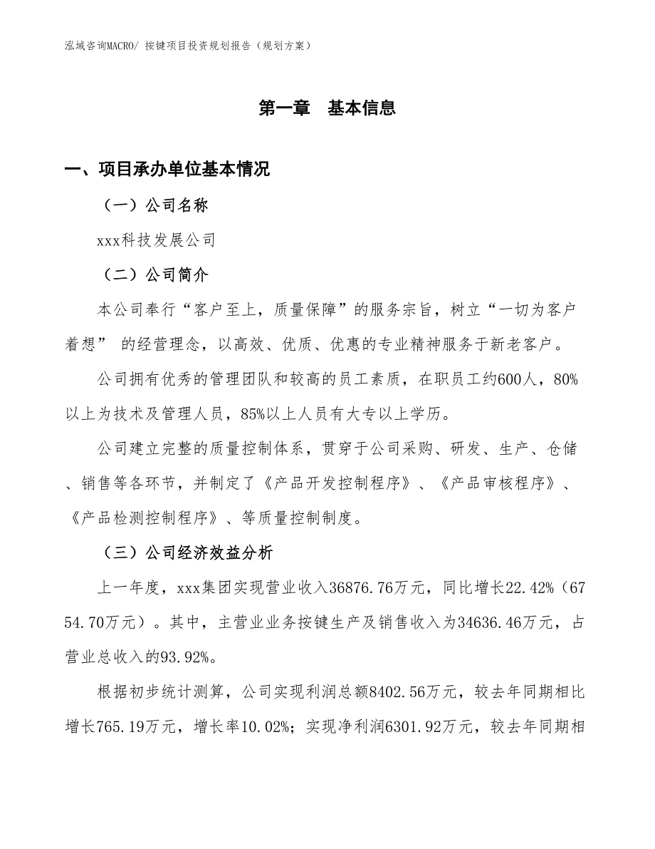 按键项目投资规划报告（规划方案）_第3页