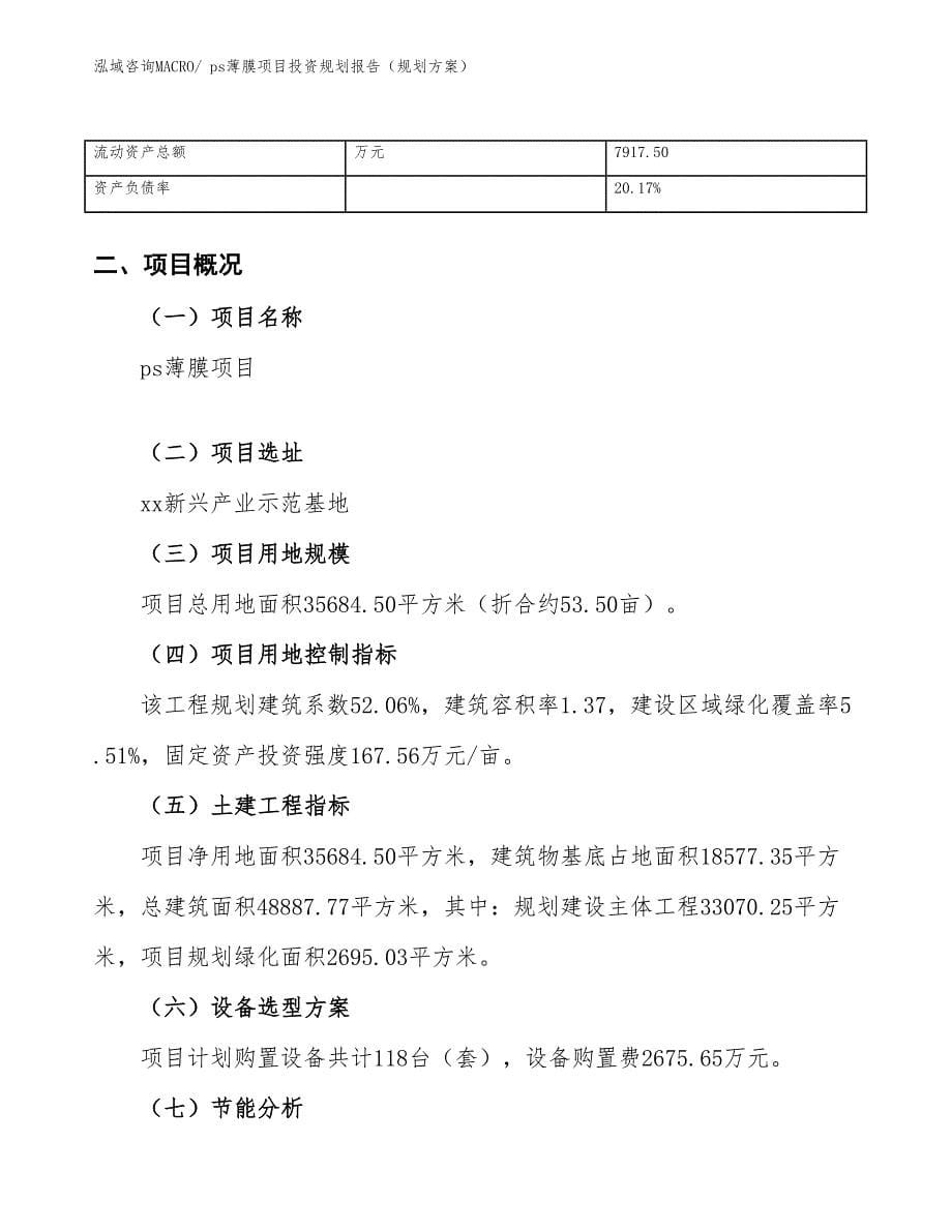 ps薄膜项目投资规划报告（规划方案）_第5页