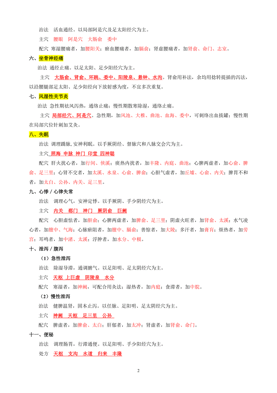 常见疾病选穴--简版_第2页