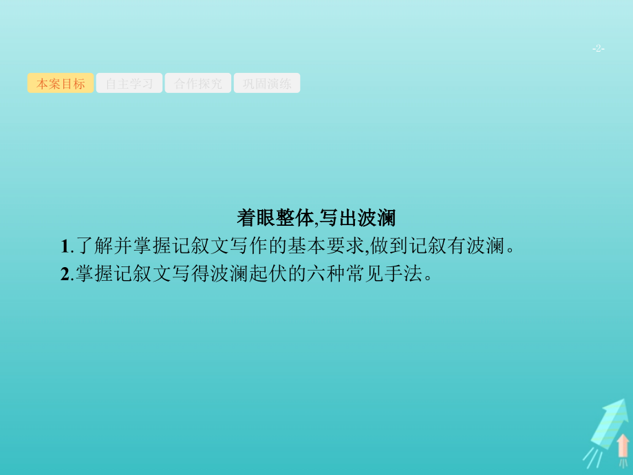 （全国版）2020版高考语文一轮复习 第4部分 专题2 考场作文分体专攻 （二）记叙文课件_第2页