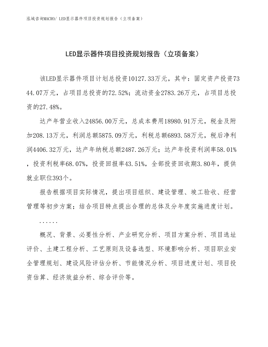 LED显示器件项目投资规划报告（立项备案）_第1页