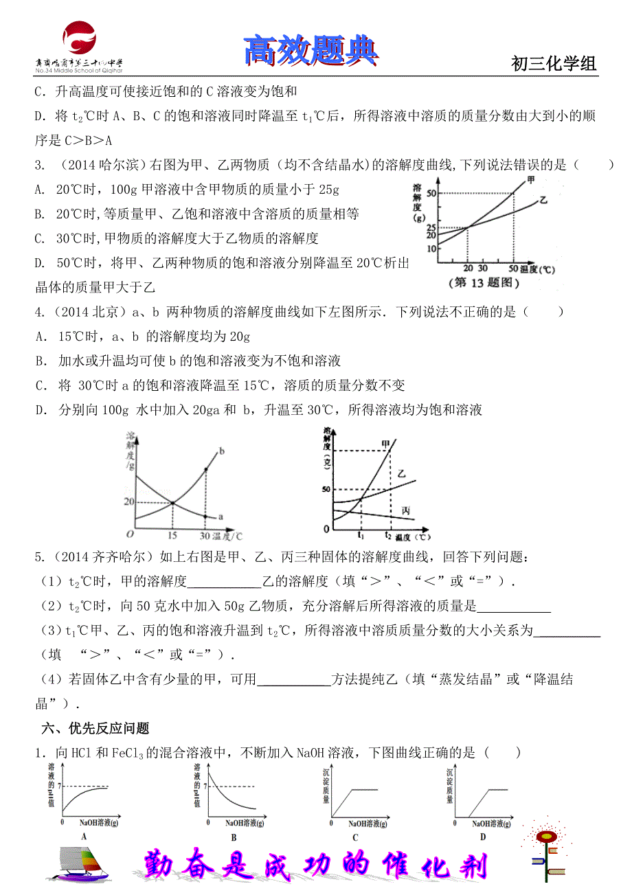 化学专项2015--坐标图像题(学生版)_第3页
