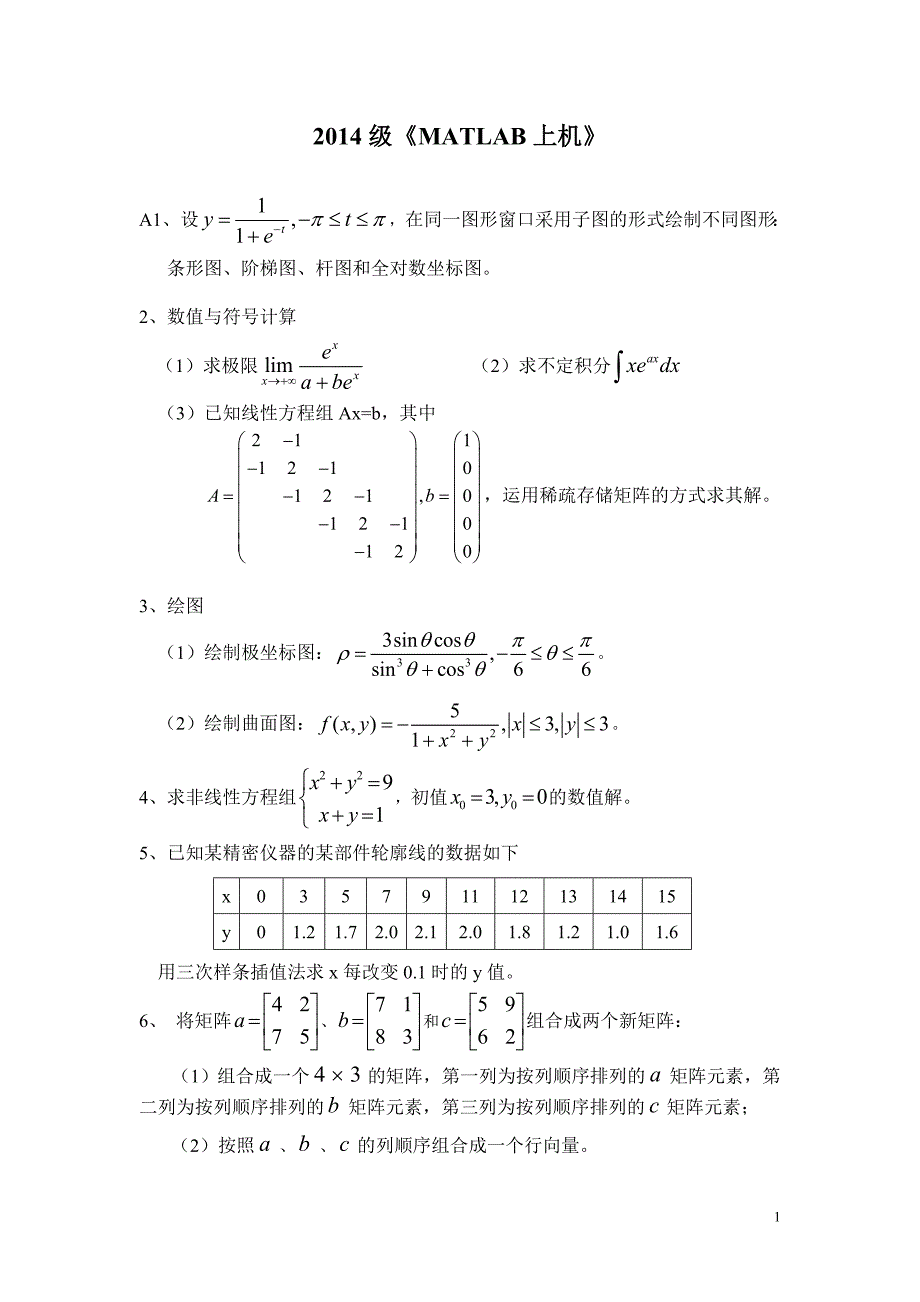 2014级《matlab上机》_第1页