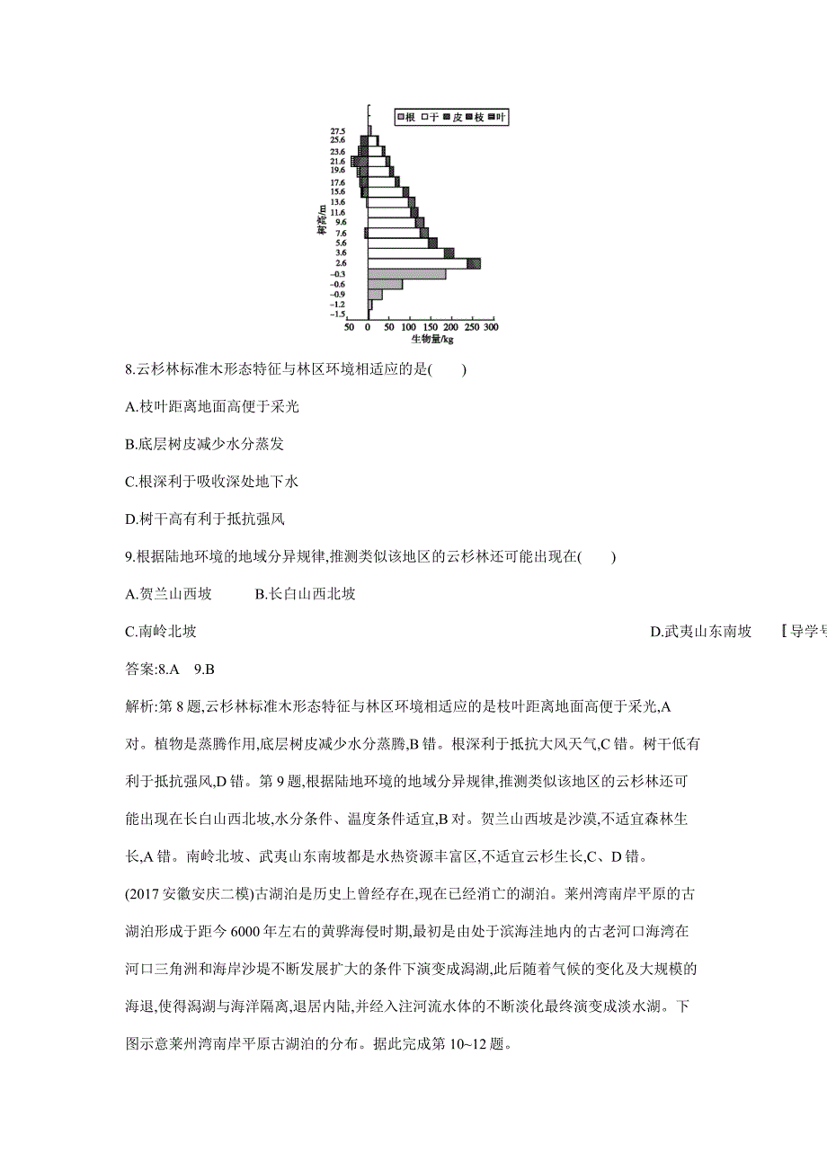 2019高考总复习优化设计1轮地理人教第六章检测　自然地理环境的整体性与差异性（答案）$847861_第4页