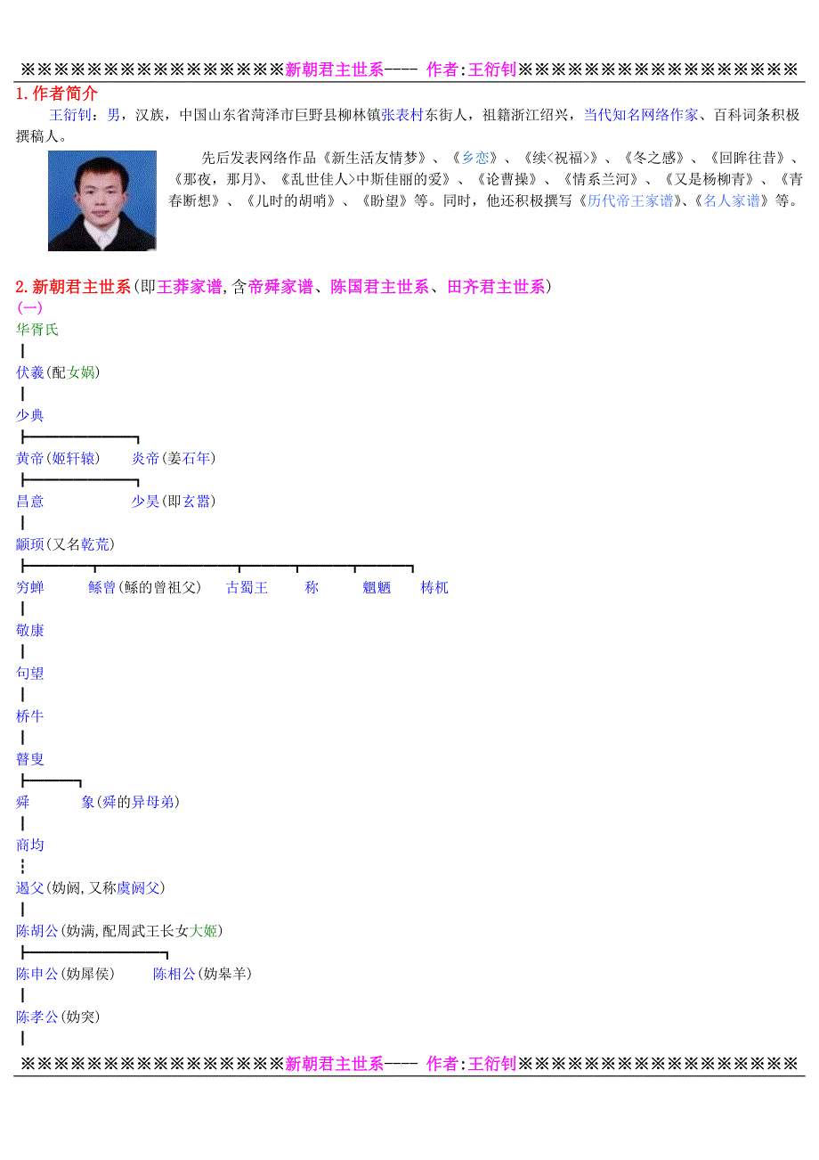 a7新朝君主世系（即王莽家谱含帝舜家谱、陈国君主世系、田齐君主世系）_第1页