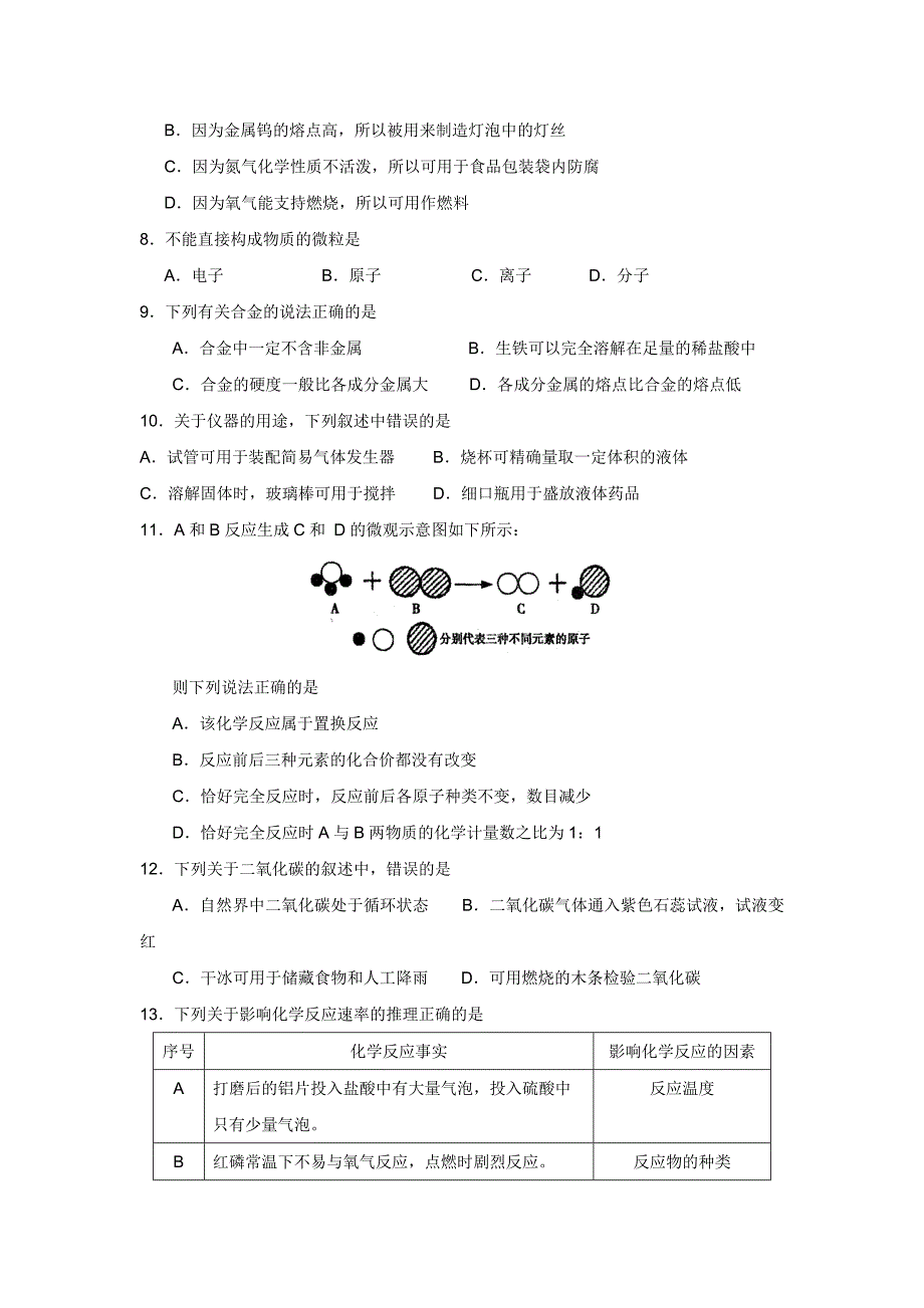 江苏省苏州市高新区2014届九年级12月自主检测二化学（附答案）$442036_第2页