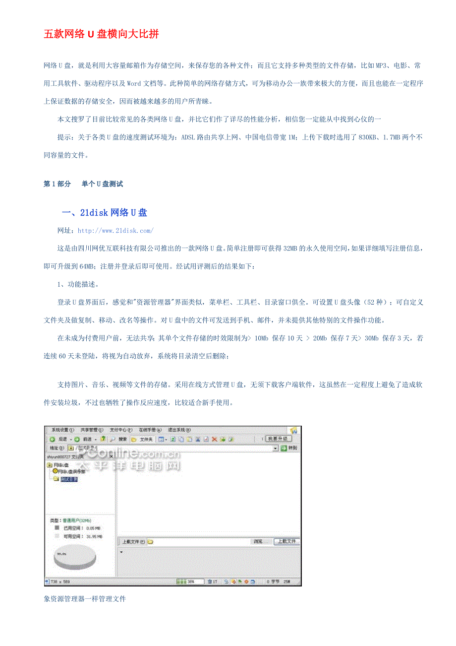 ☆五款网络u盘横向大比拼_第1页