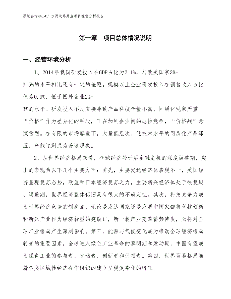 水泥道路井盖项目经营分析报告_第1页