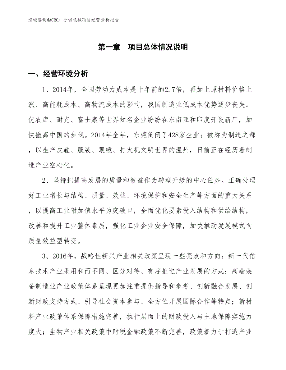 分切机械项目经营分析报告_第1页