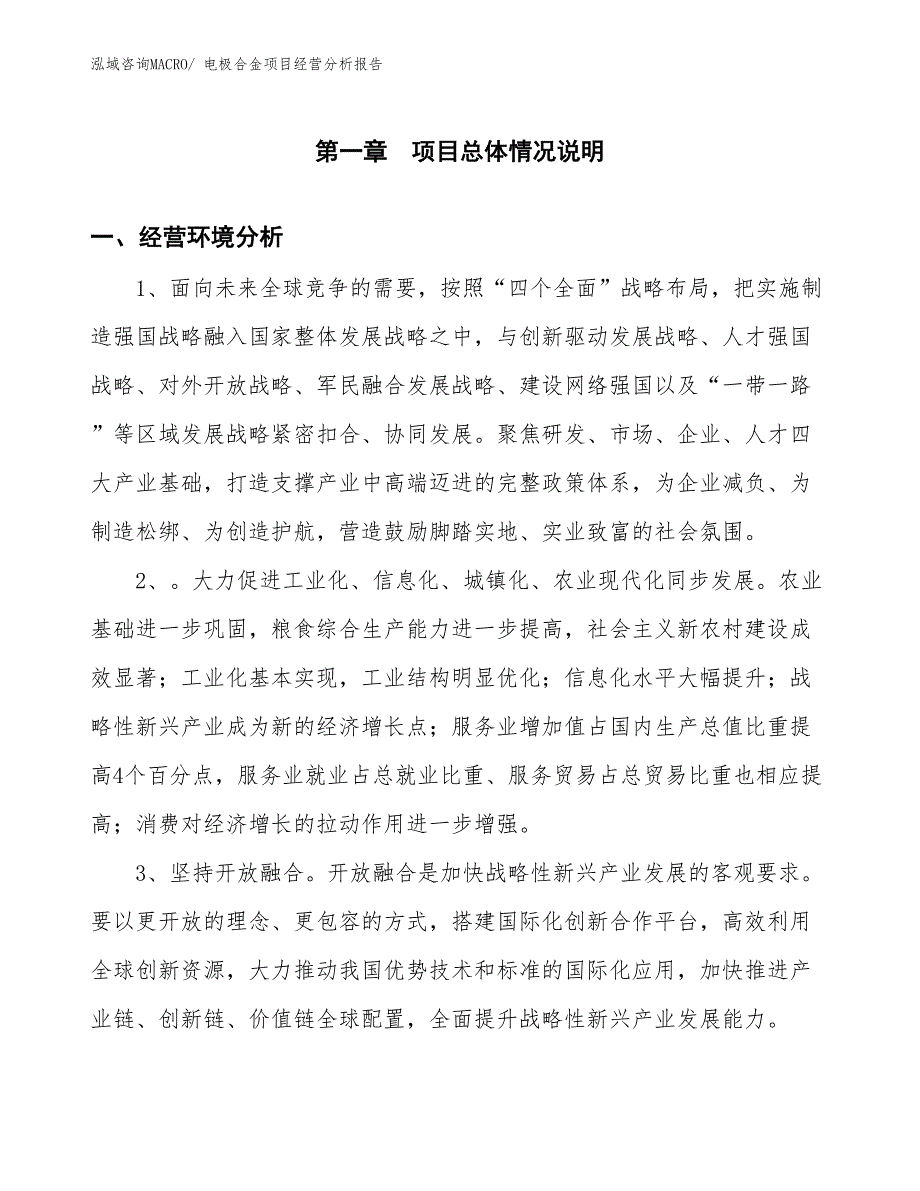 电极合金项目经营分析报告_第1页