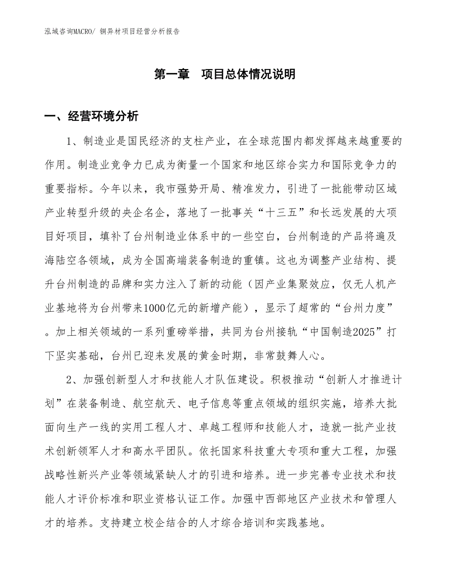 铜异材项目经营分析报告_第1页